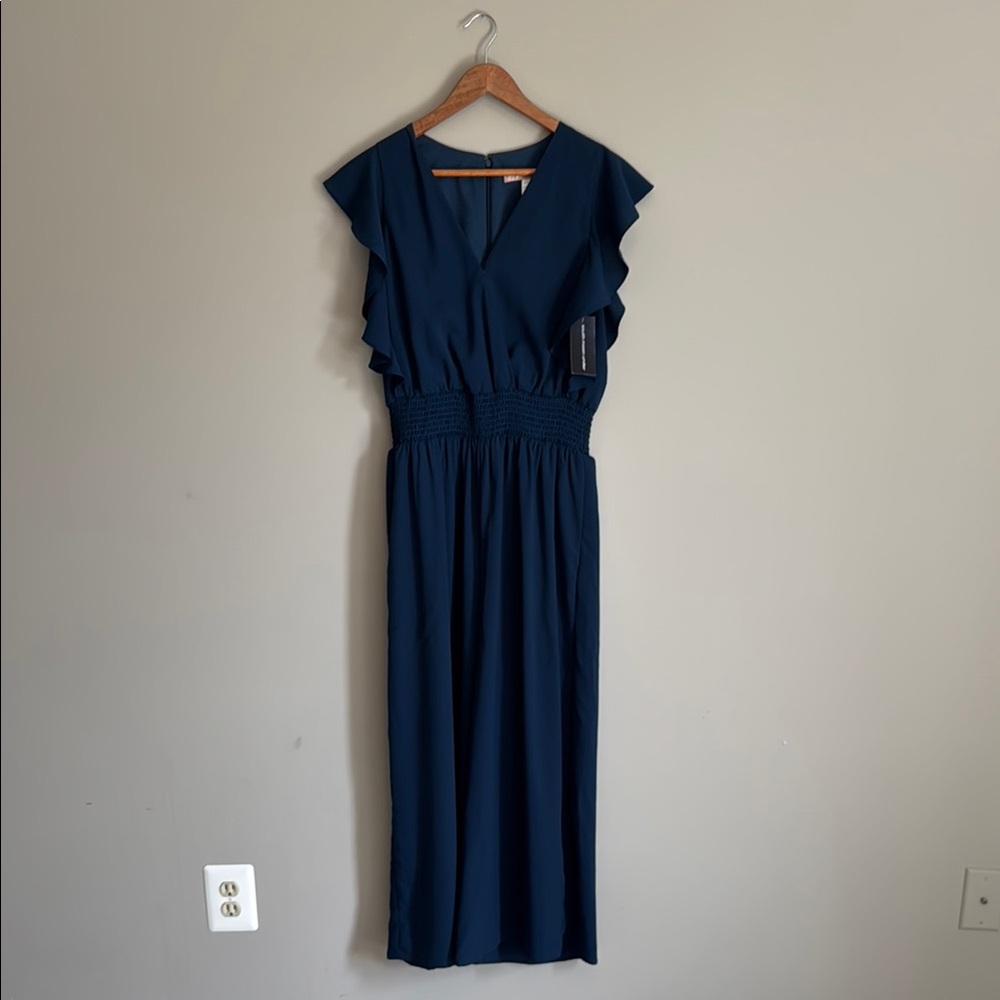 Hutch Blue Flutter Sleeve V-Neck Midi Dress
